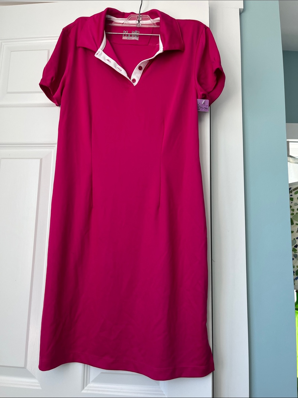 Under Armour Deep Fuchsia Polo style Golf Dress with White Trim